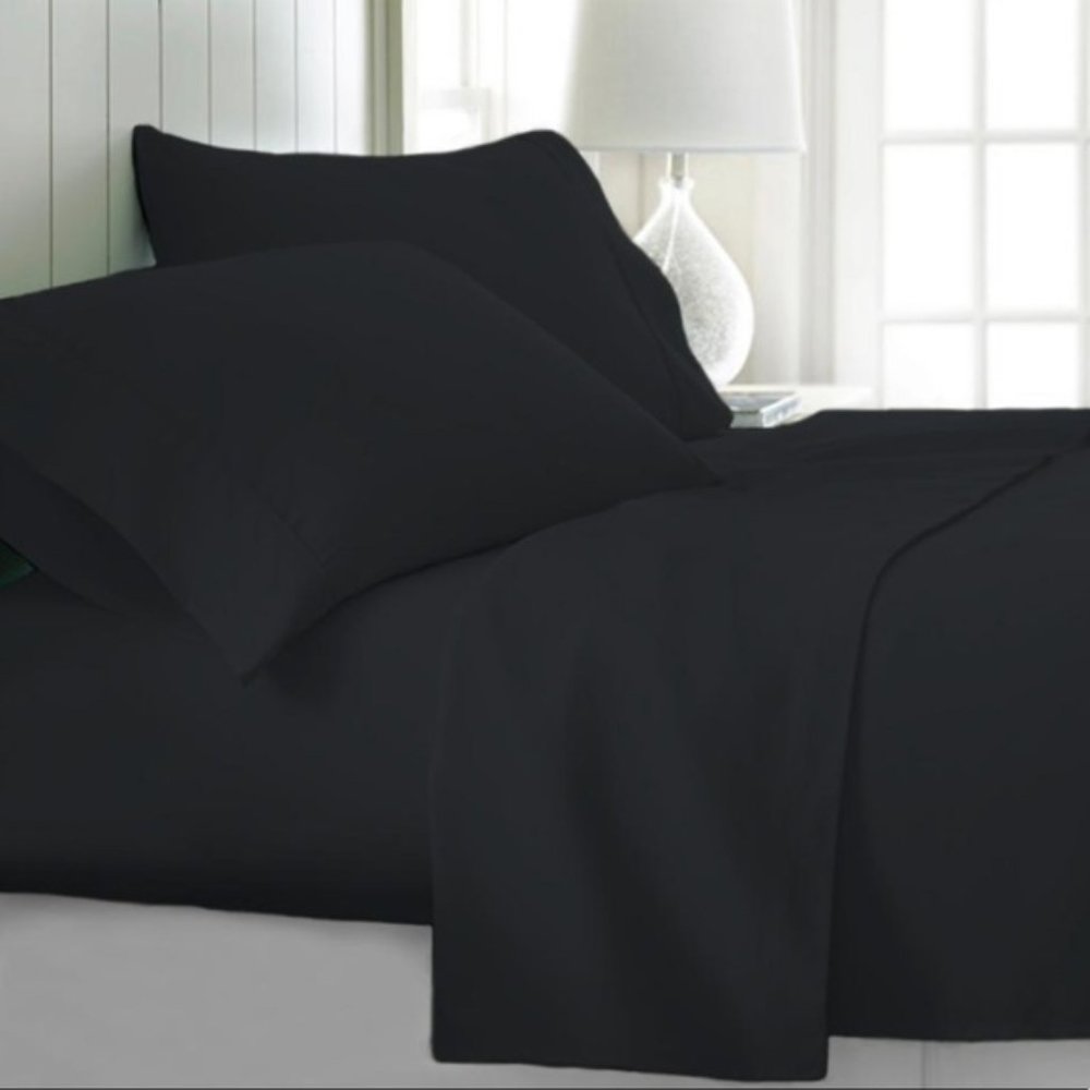 Bamboo Sheets 6 piece set Queen Black